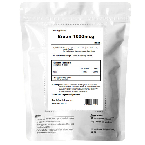 High Strength Biotin 1000mcg - 60 Tablets, Hair Growth Supplement 1