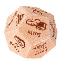 Food Decision Dice - Wooden Meal Selector Cube, Portable Dining Choice Guide for Meal Ideas, 6-Sided Design