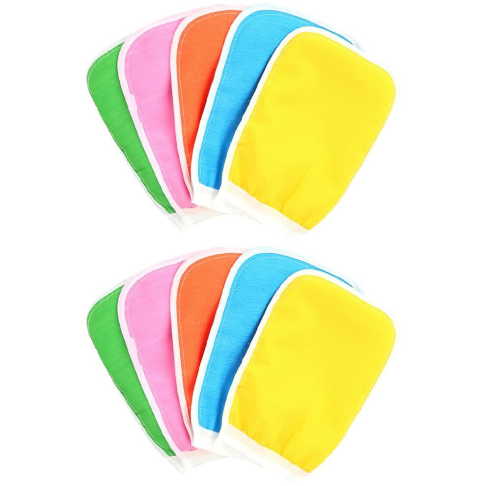 Korean Exfoliating Towel Set, 10 Pack Bathing Gloves, Soft Shower Cleaning Wash Gloves, Random Color Body Scrub Accessories