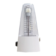 Classic Tower Type Mechanical Metronome with Bell for Piano Guitar Bass Drum Violin - White, Adjustable Tempo, Vintage Design