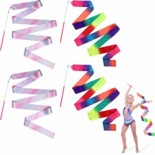 4pcs/set Shiny Colours Wand Rhythmic Dance Ribbons For Dancers Gift