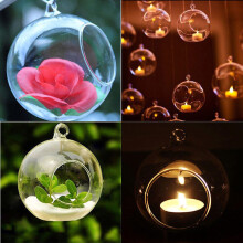 (Clear) Crystal Glass Hanging Candle Candlestick Home Wedding Party Dinner Decor