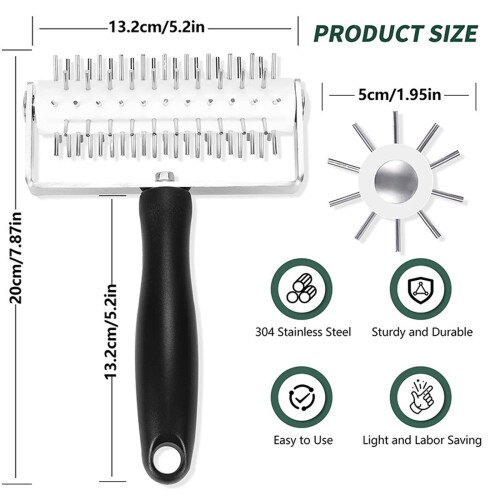 (Black) Pizza Pin Puncher Dough Hole Maker With Plastic Handle Docking Tool For Pizza Pie Bread 1