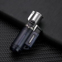 (Blue) Transparent Lighter Direct Against Windproof Flamethrower Outdoor Barbecue Kitchen Baking Lighter