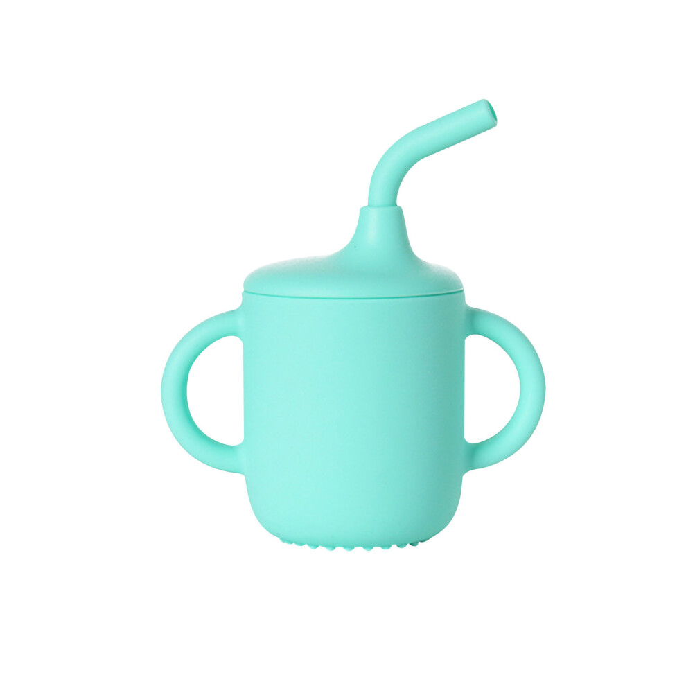 (MG) Silica Gel Toddlers Sippy Cups With Straw And Handles Non Spill Sealing Baby Straw Cup Removable Baby Training Cup Toddler Drinking Cup