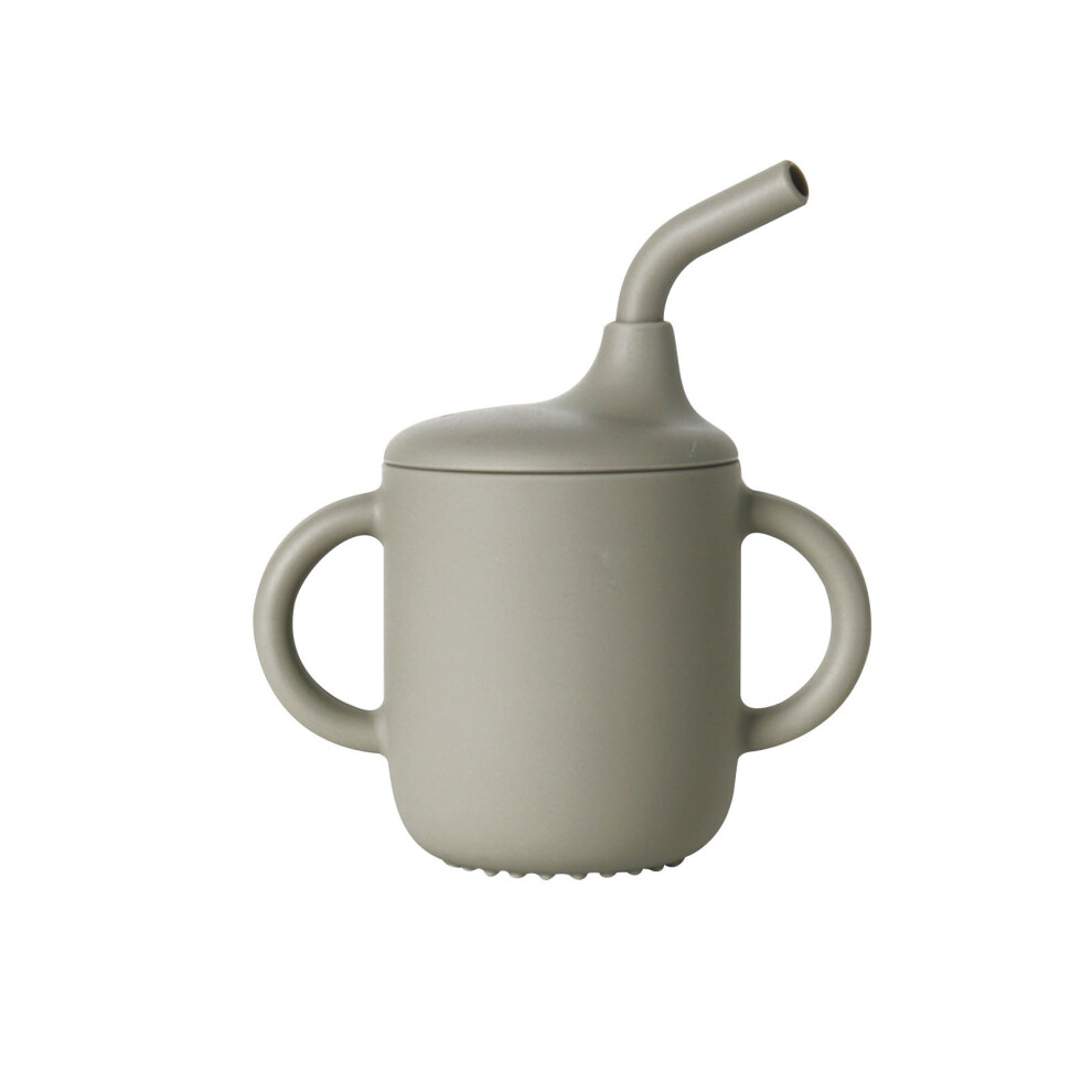 (AG) Silica Gel Toddlers Sippy Cups With Straw And Handles Non Spill Sealing Baby Straw Cup Removable Baby Training Cup Toddler Drinking Cup