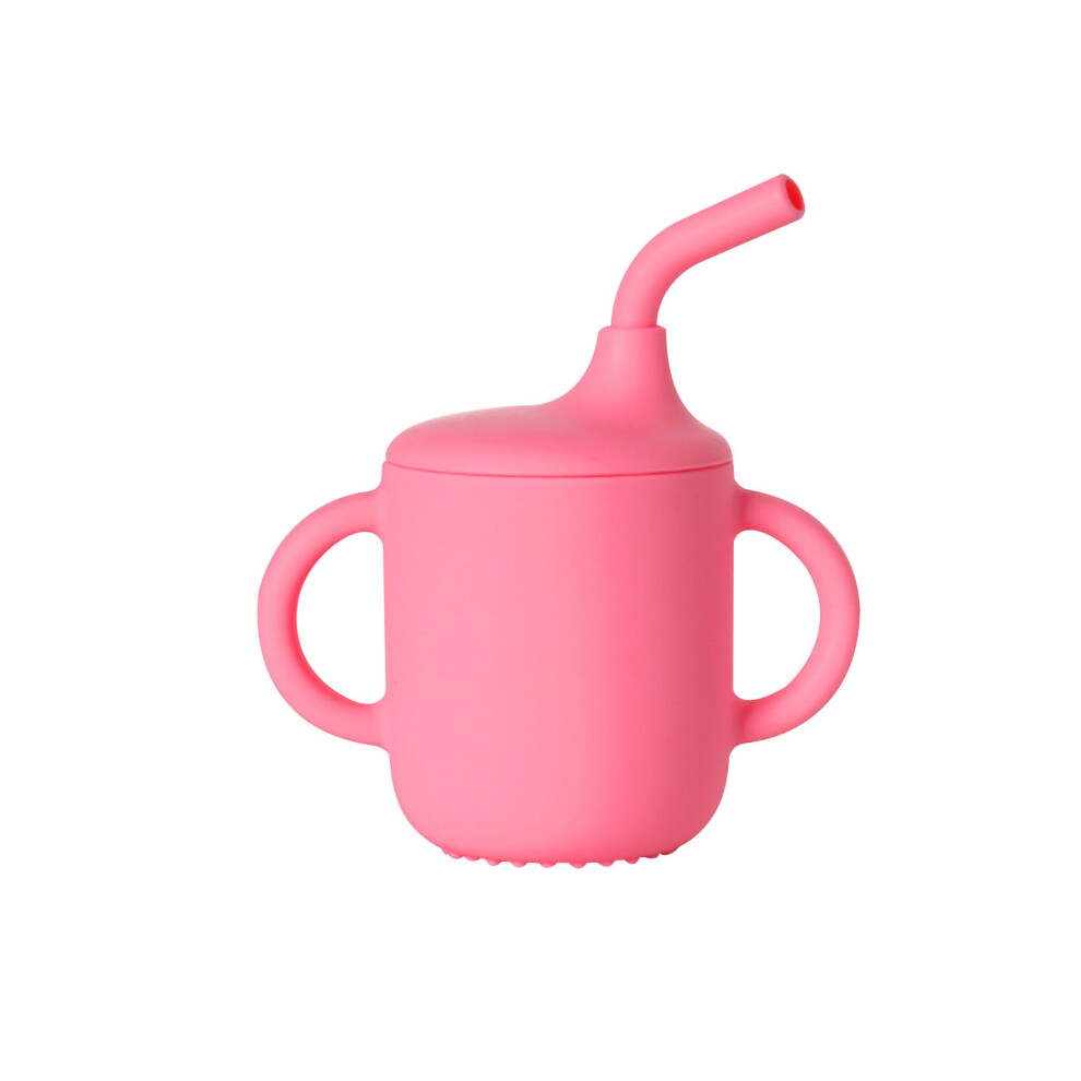 (PK) Silica Gel Toddlers Sippy Cups With Straw And Handles Non Spill Sealing Baby Straw Cup Removable Baby Training Cup Toddler Drinking Cup