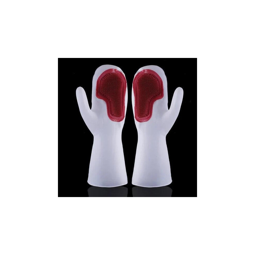 (Red) 1Pair Dishwashing Cleaning Gloves Glove Household Kitchen Clean Tool 2pc-image-OPC-PJVTG7W-NEW