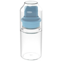 (Blue) BBQ Oil Bottle Brush Bottle Baster Brush Glass Oil Bottle with Brush