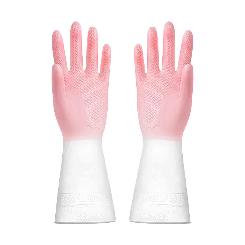 (Pink) Rubber Thickened Cleaning Gloves Thickened Dishwashing Gloves Household Kitchen Housework Cleaning Rubber Gloves-image-OPC-PJVTHBM-NEW