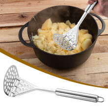(Silver) Stainless Steel Potato Puree Press A Kitchen Gadget Manual Potato Press
