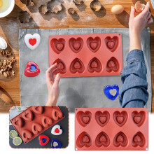 (Red) 8 Even Hearts Cake Baking DIY Fondant Chocolate Cake Decoration Tools Kitchen Baking Tools