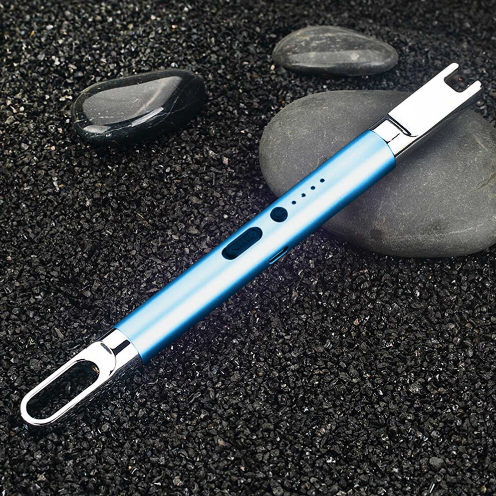 (Blue) Photoelectric USB charging lighter Windproof flameless Electronic lighter