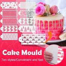 (Multicolor) 10PCS Cake Lace Decoration Stencil Spray Pattern Tools DIY Mould Flower Wall Paper
