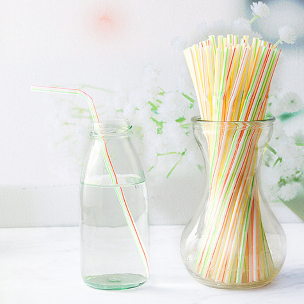 (Multicolor) [400 Pack] Flexible Disposable Plastic Drinking Straws-Assorted Colors