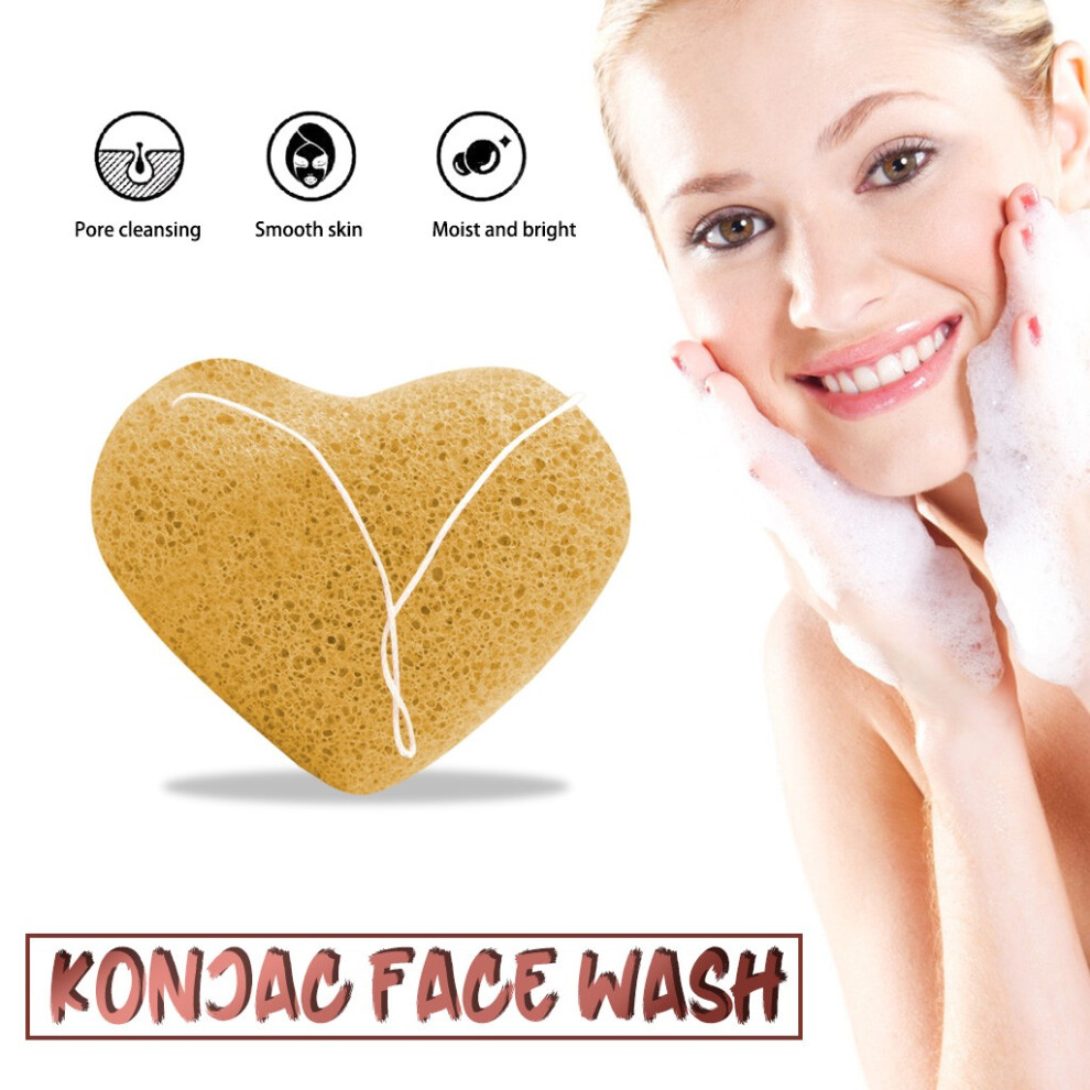 (Yellow) ãNatural Konjac Facial CleanserãHeart-Shaped Exfoliating And Moisturizing