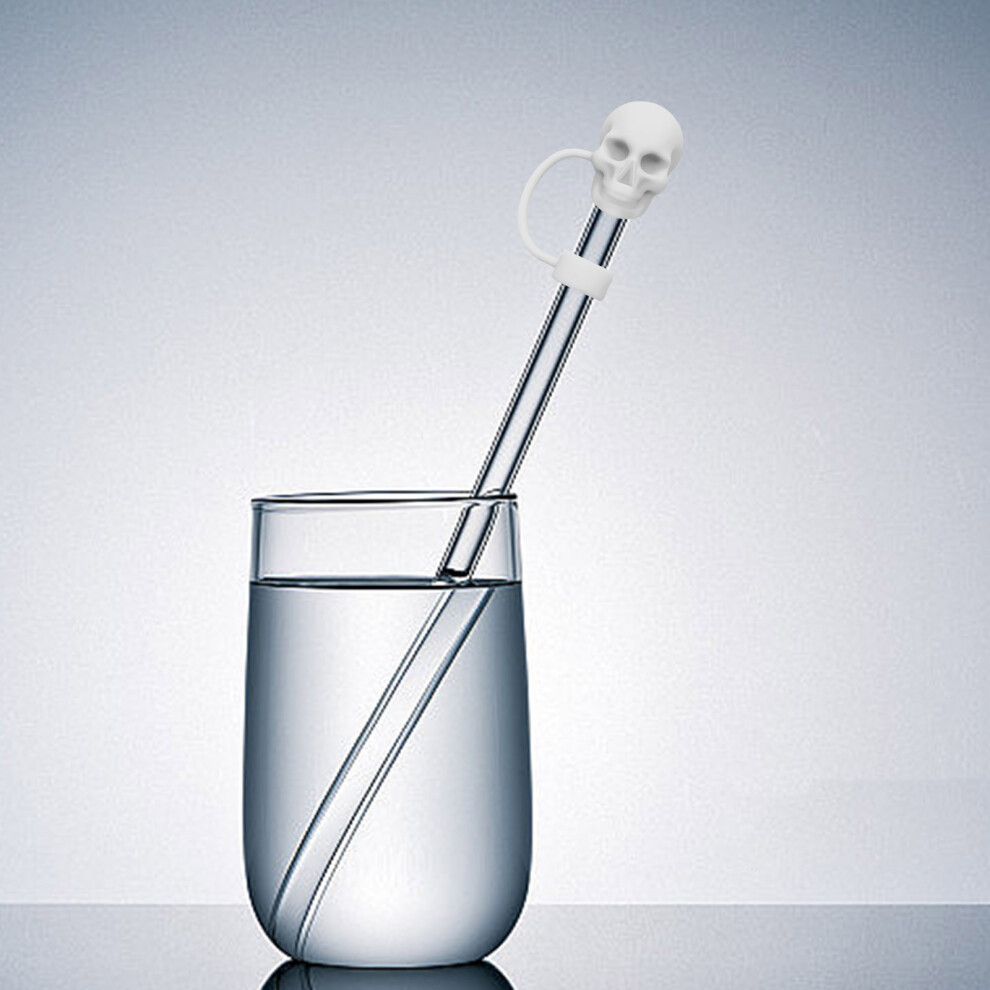 (F) Halloween Skull Straw Cap Cup Food Grade Silicones Ice Cup 10MM Silicones Straw Sleeve Headphones Version-image-OPC-PJVTYSN-NEW