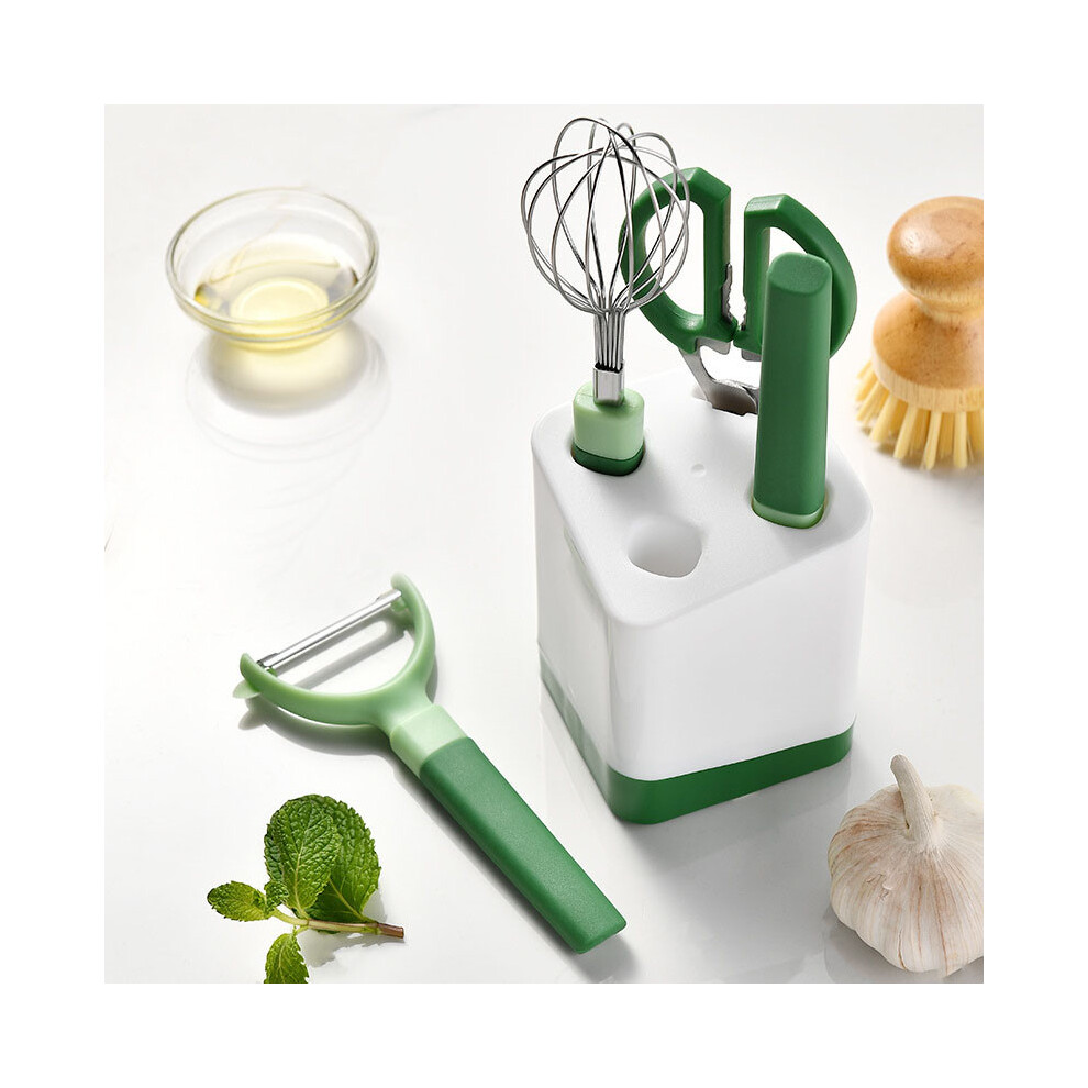 (Multicolor) 5 Piece Kitchen Gadget Set Multifunctional Peeler Fruit Knife Beater Scissors Combination Tool Set