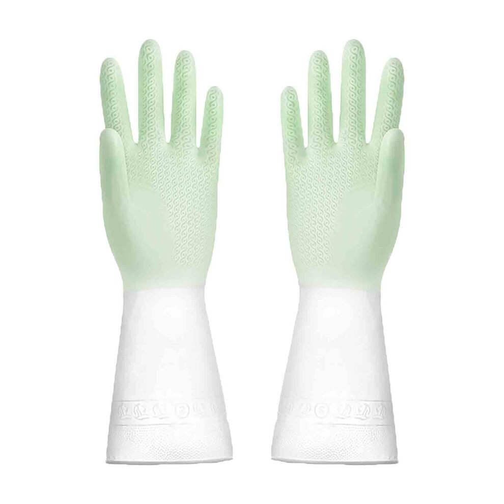 (Green) Rubber Thickened Cleaning Gloves Thickened Dishwashing Gloves Household Kitchen Housework Cleaning Rubber Gloves-image-OPC-PJVTZVW-NEW