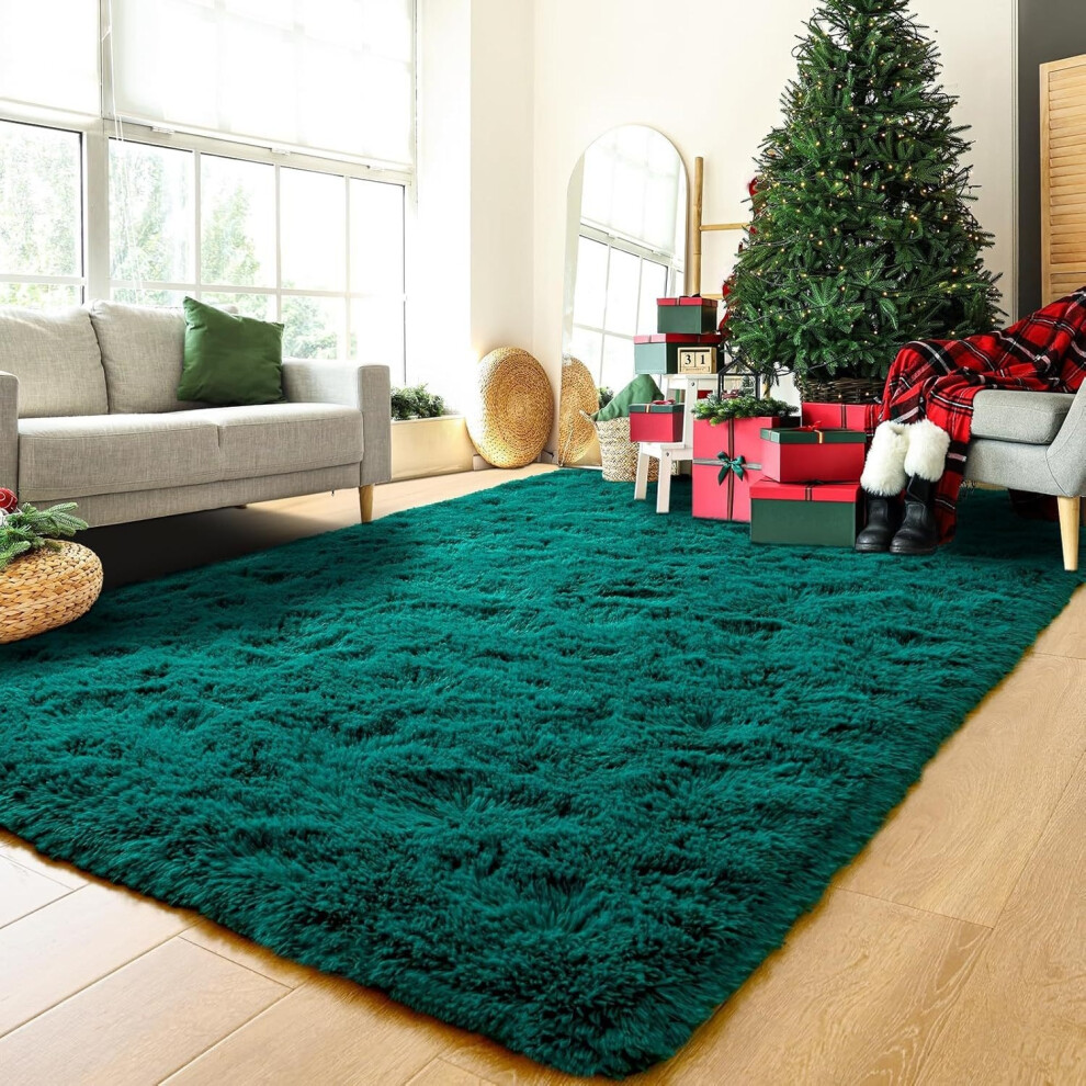 (Dark green, 80cm*160cm) Thick and anti-slip tie-dyed silk and wool carpet for the living room, and carpet for the bedroom and study