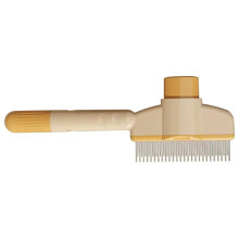 Self-Cleaning Dog Grooming Comb - Multifunctional Dematting Brush for Dogs and Cats, Yellow, Pet Hair Removal Tool