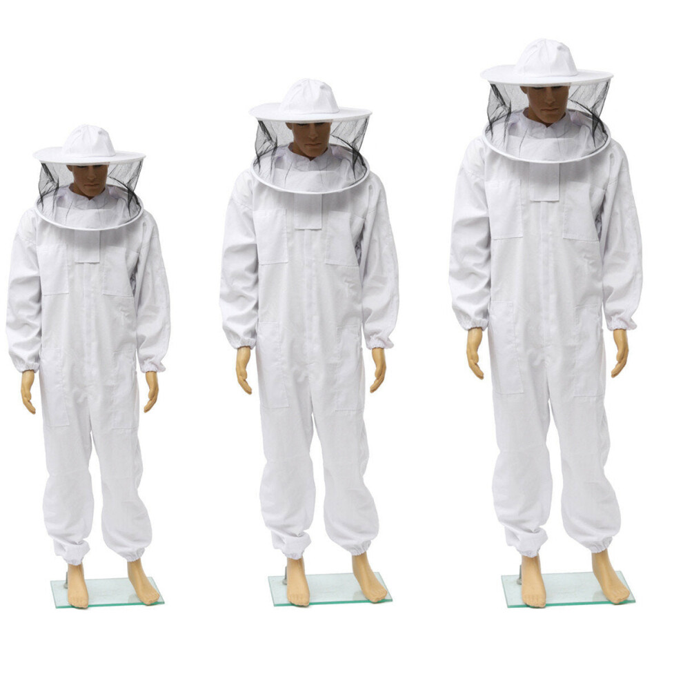 (2XL) Beekeepers Bee Keeping Cotton Full Protector Suit With Veil Hat Hood Bee Suit XL XXL XXL-image-OPC-PJVV5VP-NEW