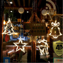 (Angel) LED Christmas Suction Cup Night Light Ornament Wall Window Hanging Lamp Home Decor