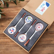Small Ceramic Serving Spoons Set - Colorful Hand Painted Long Handled Soup and Dessert Spoons, Eco-Friendly Underglaze Paint