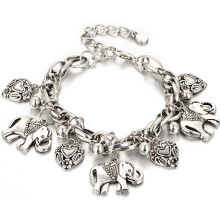 Vintage Carved Elephant and Heart Pendant Adjustable Anklet Beach Tassel Jewelry Cotton for Women and Men