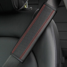 (Red And Black, one-size) Car Seat Belt Shoulder Pad, 2 Counts/set PU Leather Embossed Car Seat Belt Cover, Car Interior Accessories, Car Accessory