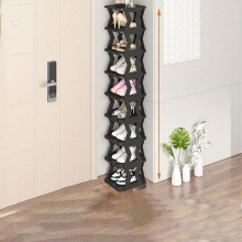 (Black, 9 Layers) Multi-layer Vertical Removable Shoe Rack, 1 Count Modern Shoe Organizer Shelf, Easy Installation Shoe Storage Rack for Home Dormitory