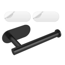 (Black, one-size) Room Decor Stainless Steel Toilet Paper Holder, 1 Count Black Wall Mounted Adhesive Tissue Rack for Bathroom Vanity Mirror, Bathroom