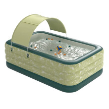 Inflatable Pool for Children and Adults, 2.6m Portable Above Ground Swimming Pool with Canopy for Family Garden