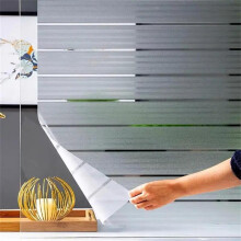 (Off White, one-size) Striped Pattern Static Cling Frosted Window Sticker, 1 Piece Removable Self Adhesive Window Privacy Film, Waterproof Glass Sticker for Home