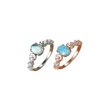 (Multicolor*1 pc+Blue*1 pc, 9) Summer Oval Shaped Artificial Gemstone & Rhinestone Decorated Statement Ring, Gifts for Her, Wedding & Engagement Jewelry Gift for Women,