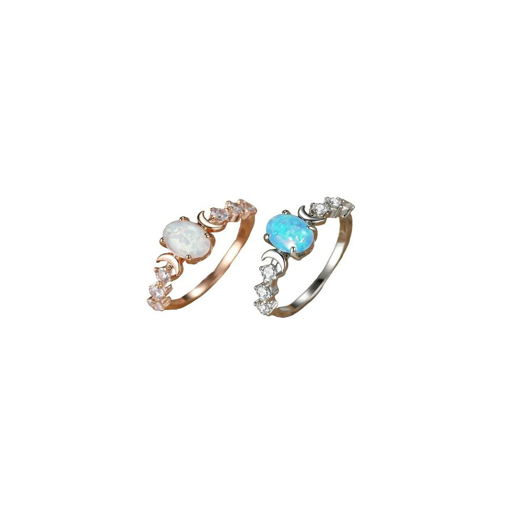 (Rose Gold*1 pc+Silver*1 pc, 5) Summer Oval Shaped Artificial Gemstone & Rhinestone Decorated Statement Ring, Gifts for Her, Wedding & Engagement Jewe-image-OPC-PJVVBT9-NEW