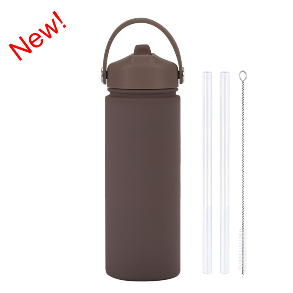 (Dark coffee, 500ml) 2025 New Model 500ml Stainless Steel Sports Water Bottle, Portable Handheld Bottle, Outdoor Insulated Cup with Straw Mouthpiece-image-OPC-PJVVCF5-NEW
