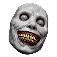 (White) Scary Mask with White Eyes Evil Devil Smiling Demons Creepy Mask Halloween Party Costume Cosplay Adult Photo Prop