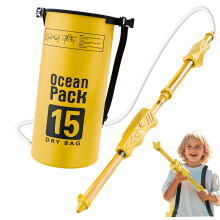 Water Gun for Kids Long Range Spray - Yellow PVC Water Blaster with 15L Backpack Tank for Beach, Pool and Outdoor Fun