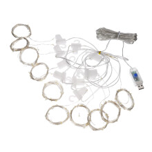 (Warm White) 3M*2M USB 8 Modes Remote Control 200 LED Curtain String Light with 10 Hooks Festival Christmas Wedding Decor