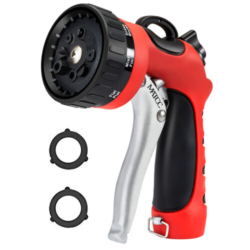 8 Patterns Hose Nozzle Heavy Duty Spray Nozzle High Pressure Laboring-Saving and Easy Storage 1