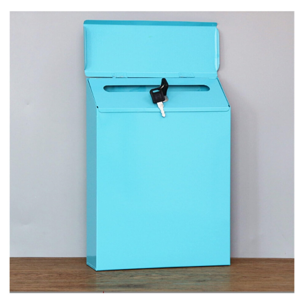 Lockable Wall Mailbox With Comment Box And Payment Holder, 30 Cm Blue Metal Mailbox For Home And Office Use 6038364379030
