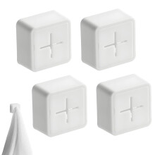 Kitchen Towel Holder Pack of 4, Self-Adhesive ABS Towel Hooks for Kitchen and Bathroom, No Drilling Towel Clamp