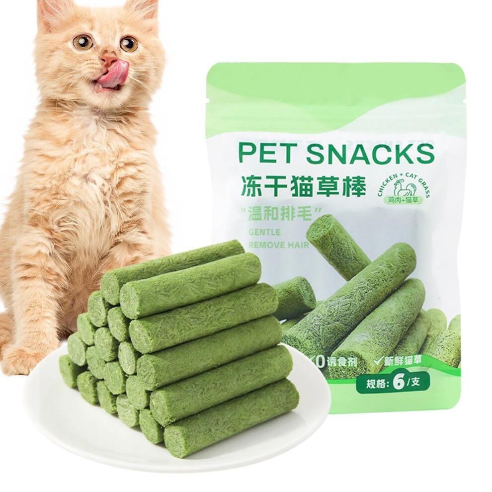 Cat Grass Snack - Natural Cat Grass Chew Sticks | Teething Support with Catnip | Freeze-Dried Green Bite Toy-image-OPC-PJVVFYW-NEW