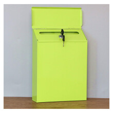 Wall-Mounted Mailbox, Modern Green Metal Mailbox, Lockable Outdoor Postbox, 30cm Comment Box for Secure Mail Delivery