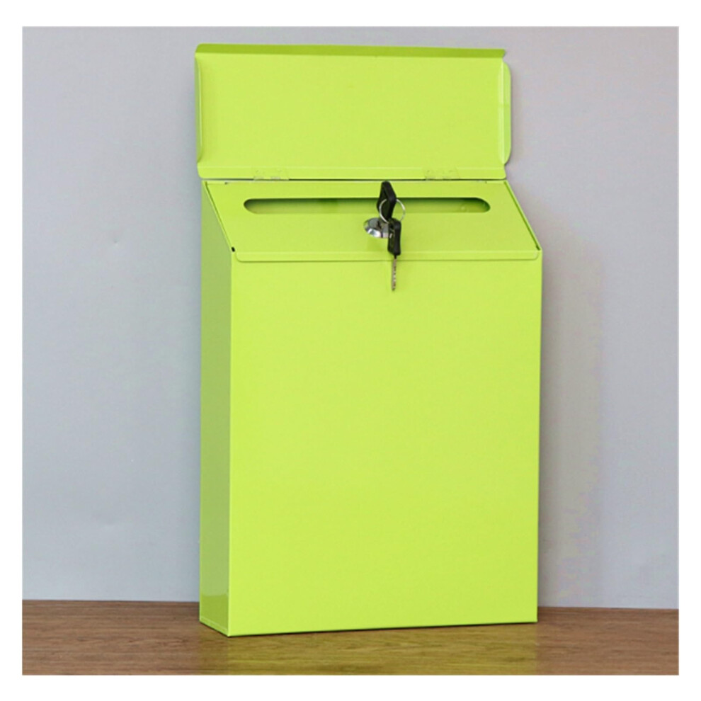 Wall-Mounted Mailbox, Modern Green Metal Mailbox, Lockable Outdoor Postbox, 30Cm Comment Box For Secure Mail Delivery 6947110288703