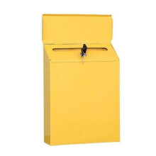 Modern Metal Delivery Letterbox with Lock, Wall-Mounted Yellow Mailbox, 30cm Comment Box and Payment Holder for Outdoor Use