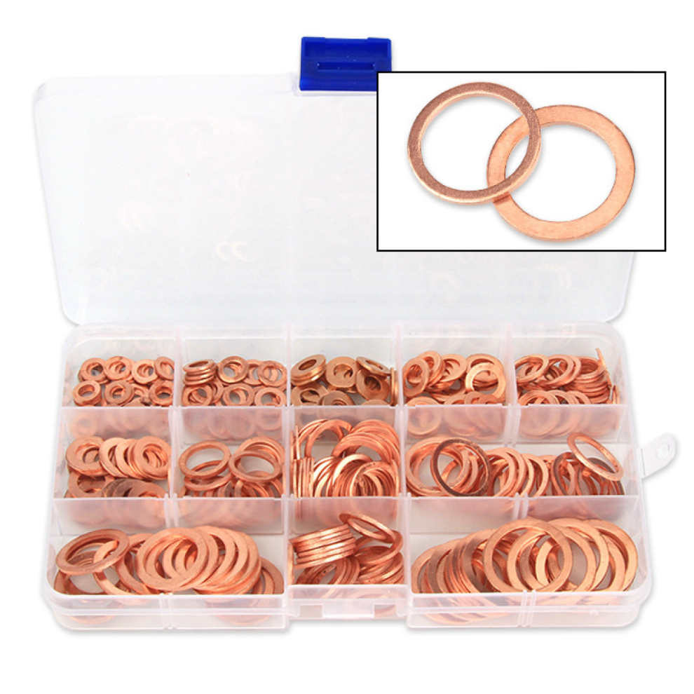 280Pcs Copper Sealing Gaskets 12 Size Copper Washer Set Sealing Washers-image-OPC-PJVVH2D-NEW
