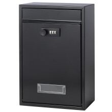 Wall Mounted Mailbox with Rustproof Cover, Outdoor Combination Lock, Black, 31x21x8 cm, Model S 06 Schwarz Flach