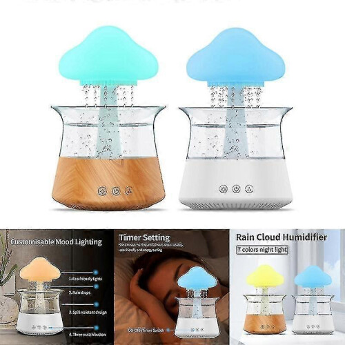 Portable Raincloud  Essential Oil Zen- Diffuser & Raining Cloud Night Light Mushroom Lamp- Diffusers Gift 1